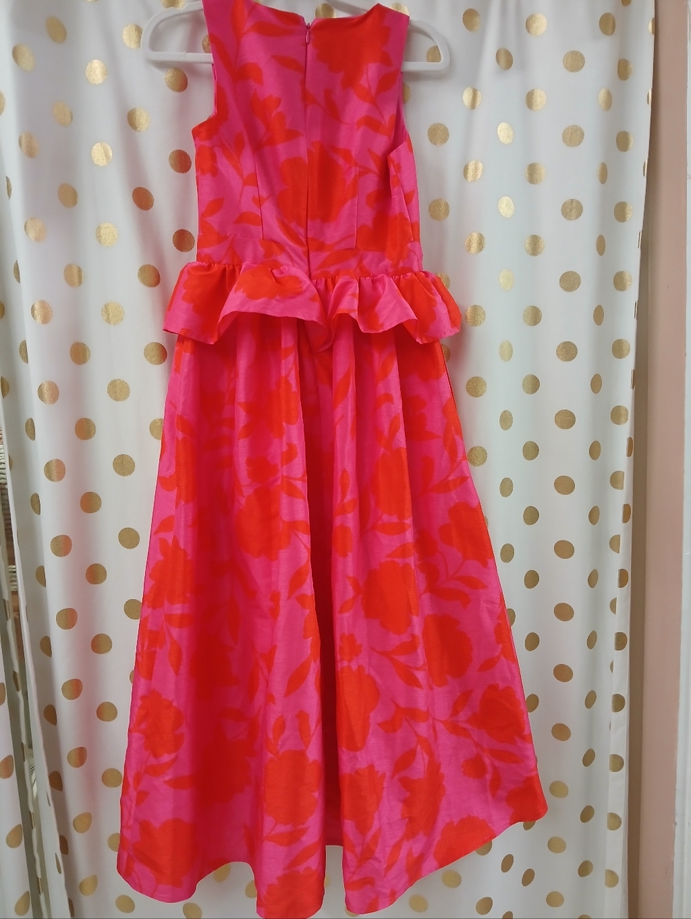 kate spade Pink and Coral Floral Peplum Midi Dress Sz 00 - Picture 5 of 6